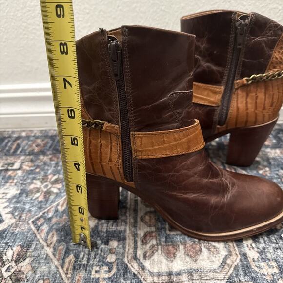 Lucchese Spirit Rachel 2 Tone Brown Leather Harness Western Cowgirl Boots 7.5 - Picture 6 of 8
